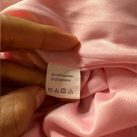 Sequin Ruched Mini Dress Small S Pink Lined Plunging Deep Neckline Long Sleeves - Picture 16 of 16